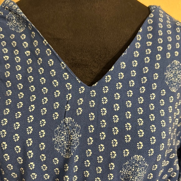 Blue Peplum Blouse with Long Bell Sleeves - Picture 4 of 6